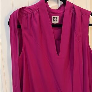 Ann Klein Vibrant Pink Sleeveless Blouse